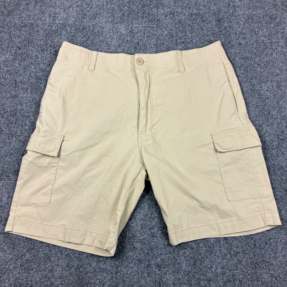Wearfirst Mens Size W38 Cargo Shorts Tan Khaki Stretch Cotton Blend Flat Front